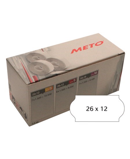 Meto etiket perm 26x12 hvid (6rl/1500)