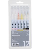 Zig Clean Color Pensel Pen bløde farver 12-sæt