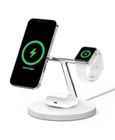 15W BoostCharge Pro MagSafe 3-in-1 Wireless Charger, White