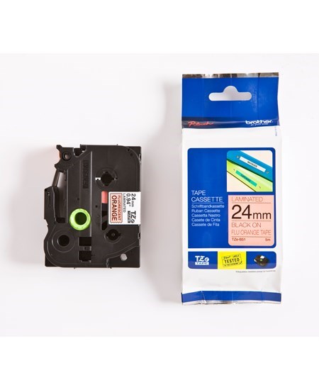 TZe tape 24mmx8m black/neon orange