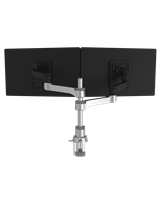 R-Go Zepher 4 Twin Monitor arm, justerbar, sølv