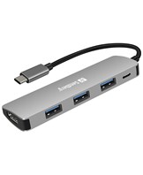 USB-C Dock HDMI+3xUSB+PD 100W, Alu
