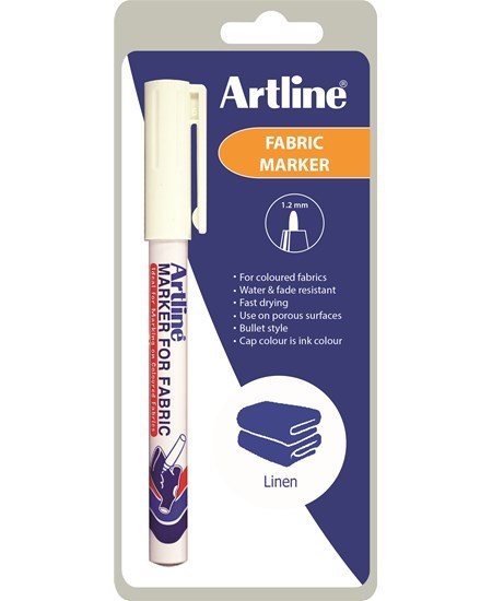 Tekstilmarker Artline hvid 1-blister