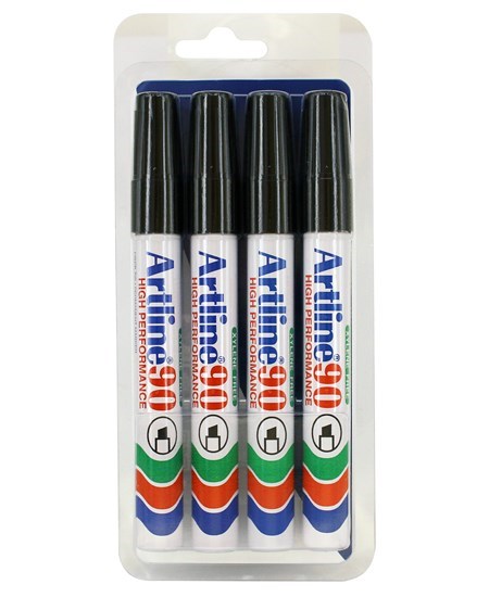 Marker Artline 90 sort 4-Blister