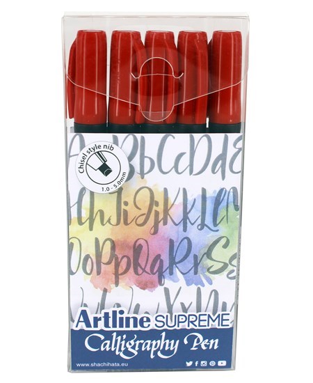 Artline Supreme Calligraphy Pen 5/set red