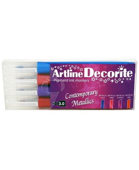 Artline Decorite Flat metallic 4-sæt