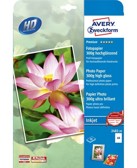 A4 Avery fotopapir glossy 300g inkjet (20)