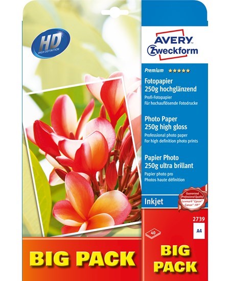 A4 Avery fotopapir glossy 250g inkjet (40)