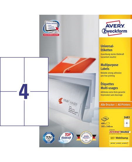 Avery ILC universal etiket 105x148mm (400)