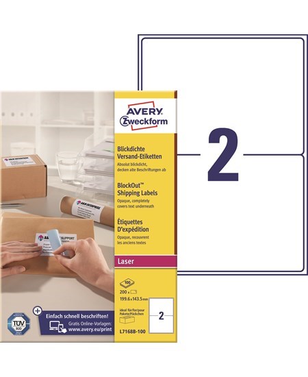 Avery adresseetiket 199,6x143,5mm BlockOut (200)