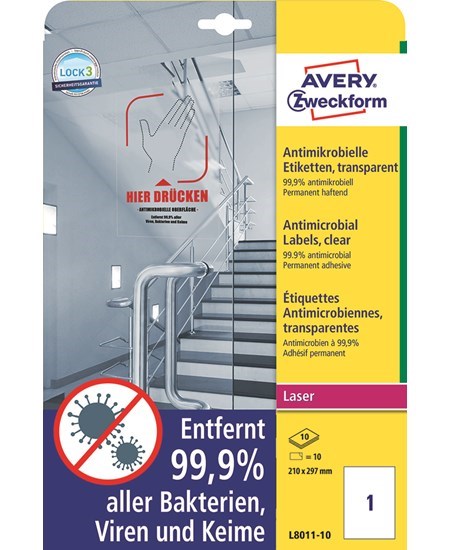 Avery Antimikrobielle etiketter 210x297mm transparent (10)