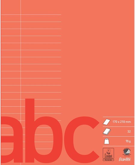 Skolehæfte 17x21 20 linjer 32 blade rød
