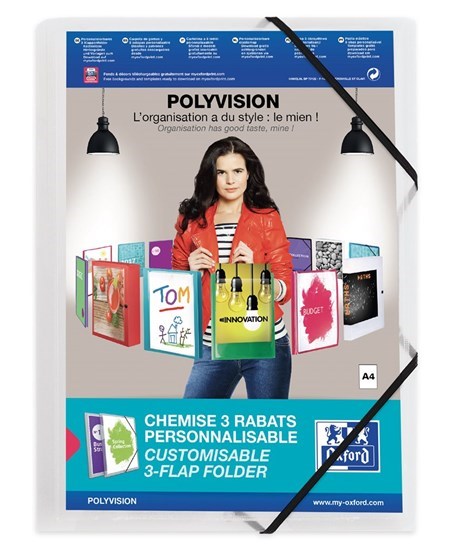 Polyvision Elastikmappe A4 PP 3-klap transparent