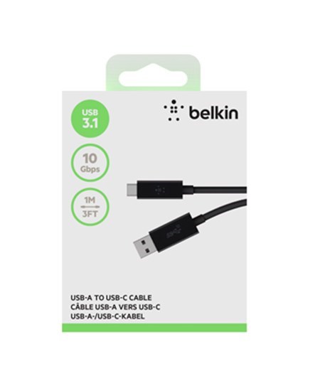 USB-C to USB-A 3.1 Cable, Black (1m)