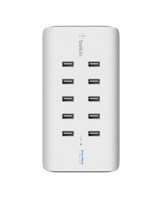 RockStar 10-Port USB Charging Station, White