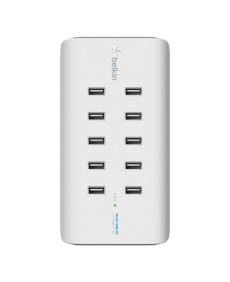 RockStar 10-Port USB Charging Station, White