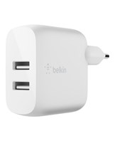 Dual USB-A Wall Charger 24W + Lightning Cable, White
