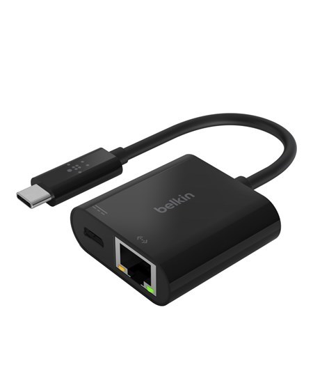 USB-C to Ethernet + Charge Adapter, Black