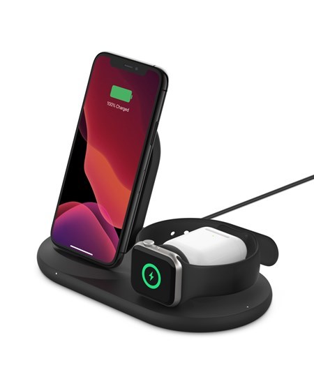 3-in-1 Wireless Pad/Stand/Apple Watch, Black