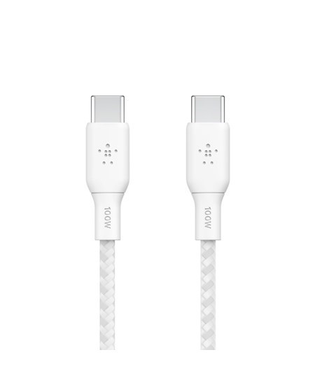 100W USB-C to USB-C Braided Cable 3M, White