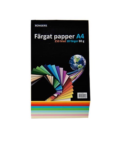 Farvet papir A4 80 gr. ass. farver (250)