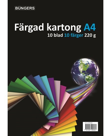 Karton A4 220 gr. ass. farver 10 ark