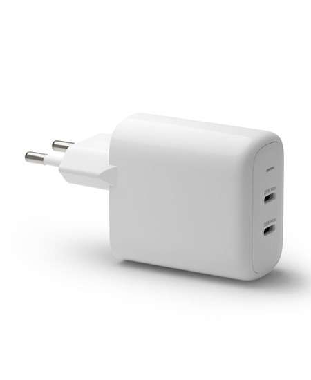 Re-charge - Wall Charger GaN - 2x USB-C 25W EU, White