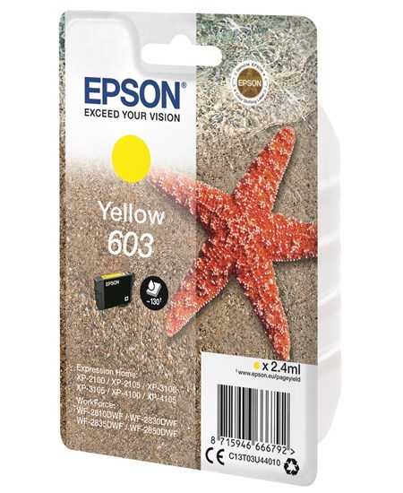 T03U Yellow 603 Ink Cartridge w/alarm