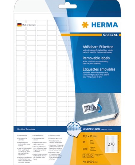 Herma etiket aftagelig 17,8x10 (6750)