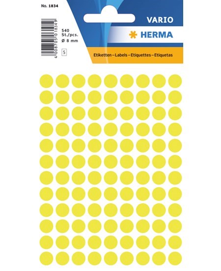 Herma etiket manuel ø8 neon gul (540)