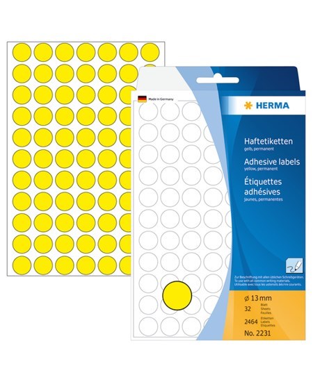 Herma etiket manuel ø13 gul (2464)