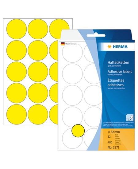 Herma etiket manuel ø32 gul (480)