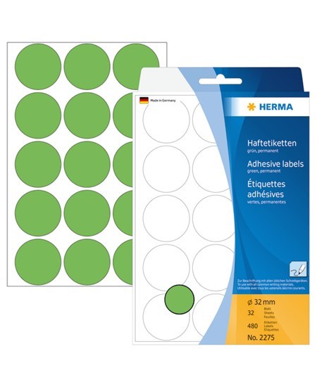 Herma etiket manuel ø32 grøn (480)