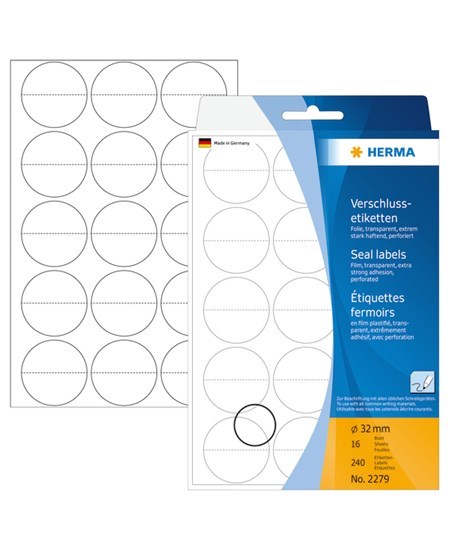 Herma etiket manuel perforeret ø32 transparent (240)