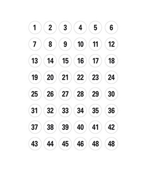 Herma etiket tal 1-240 ø12 sort/hvid