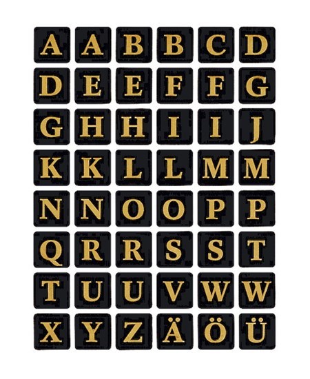 Herma etiket bogstaver A-Z 13x13 guld/sort