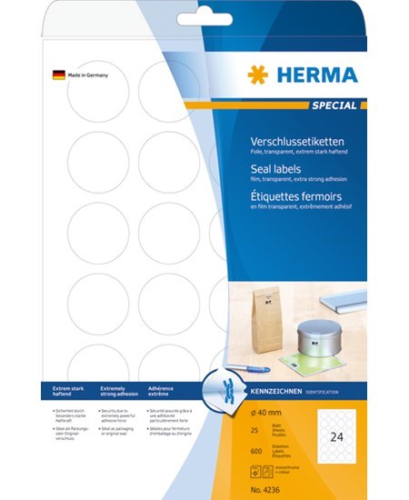 Herma etiket film extremely strong ø40 transp (600)