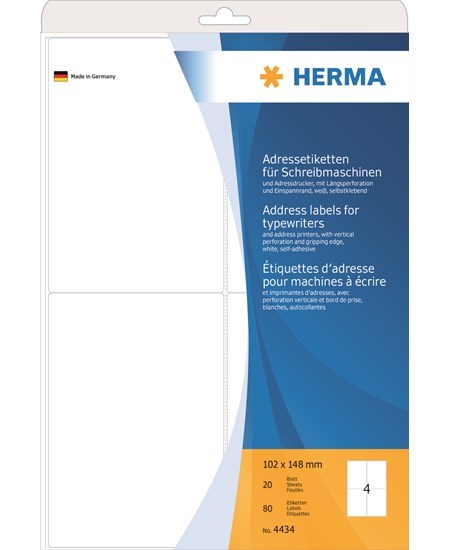 Herma adresse etiket t/skrivemaskine 102x148 (80)