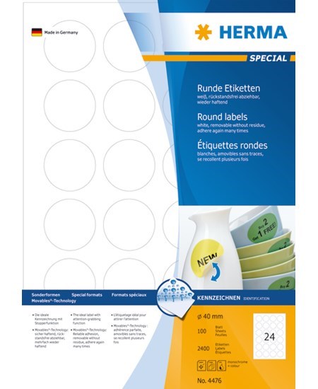 Herma etiket aftagelig ø40 (2400)