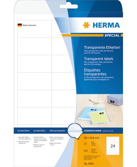Herma etiket film 66x33,8 transp mat (600)