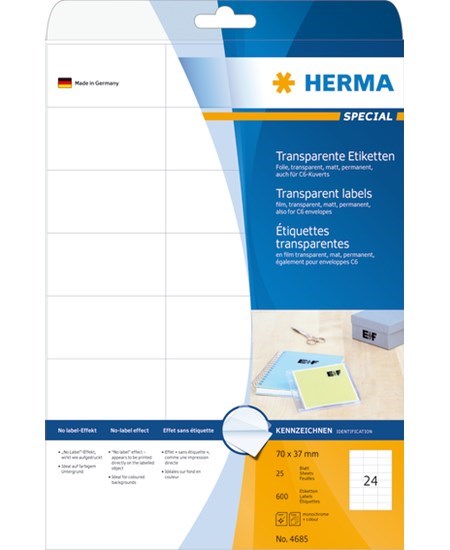 Herma etiket film 70x37 transp mat (600)