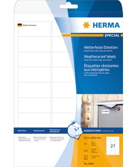 Herma etiket ekstra vejrbestandig 63,5x29,6 (270)