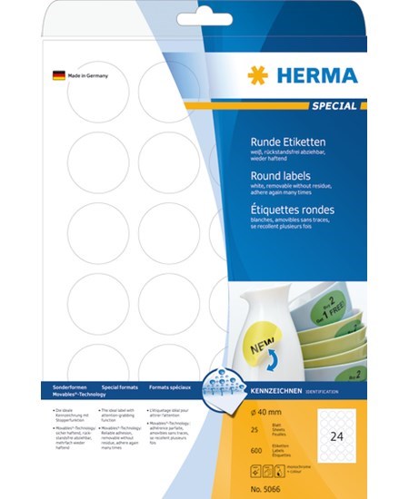 Herma etiket aftagelig ø40 (600)