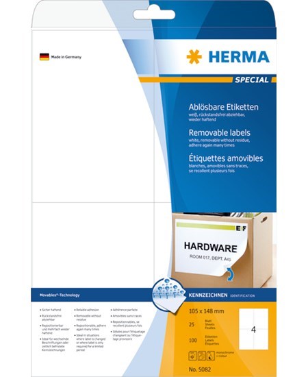 Herma etiket aftagelig 105x148 (100)