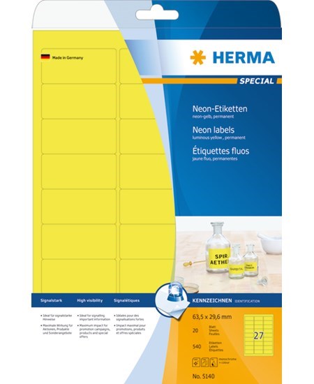 Herma etiket Special 63,5x29,6 neon gul (540)