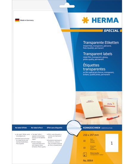 Herma etiket film Inkjet  210x297 transp klar (10)