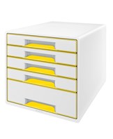 Desk cube WOW m/5-skuffer hvid/gul
