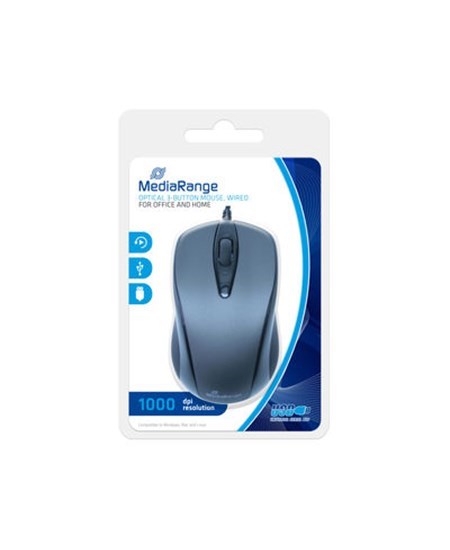 MediaRange Optical 3-button wired mouse, Black