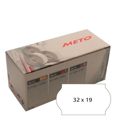 Meto etiket perm 32x19 hvid (5rl/1000)