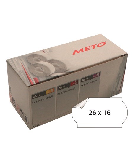 Meto etiket aftag 26x16 hvid (6rl/1200)